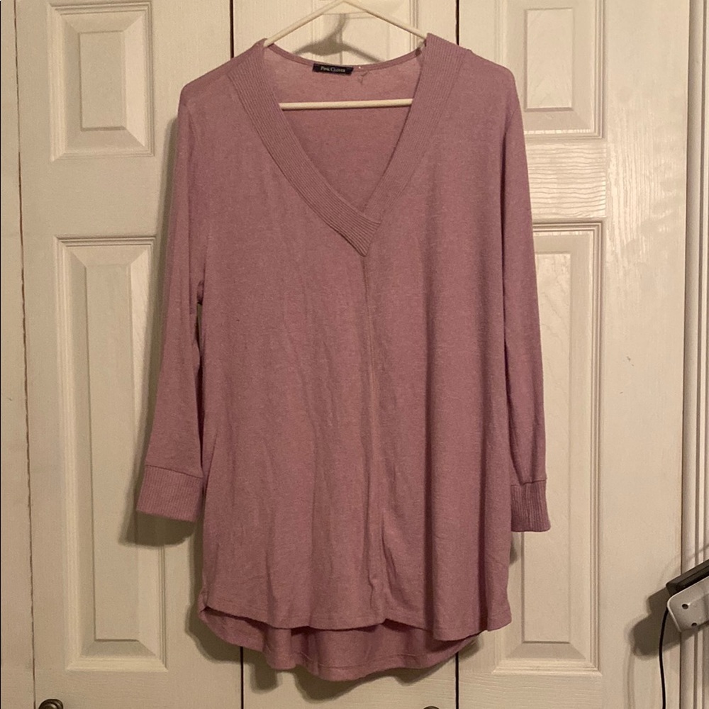 Pink Clover Lavender V-Neck Top